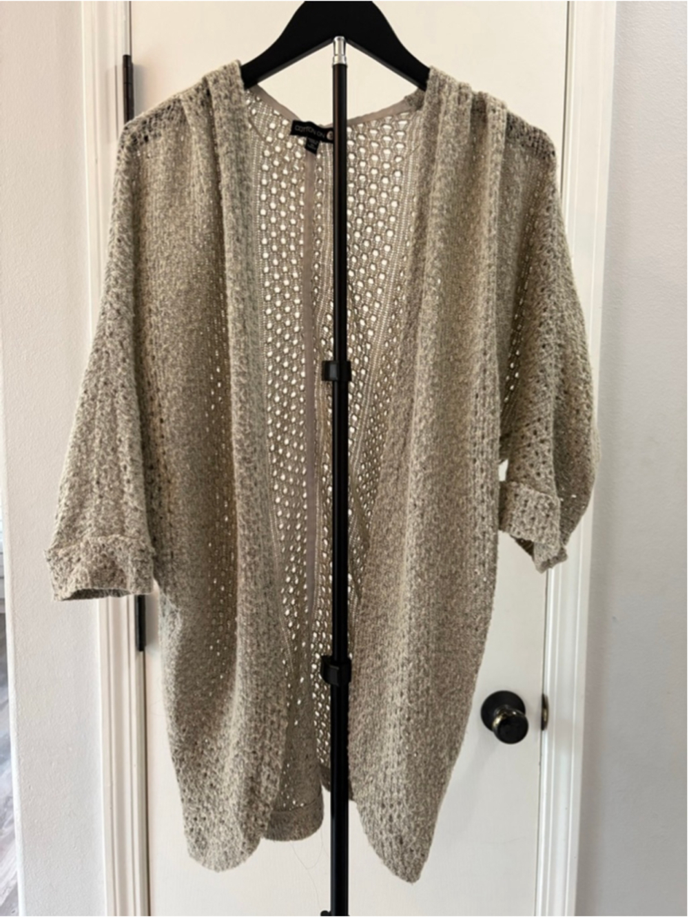Cotton On Open Knit Cocoon Cardigan Sweater Grey/Beige Boho Size S - Picture 2 of 13